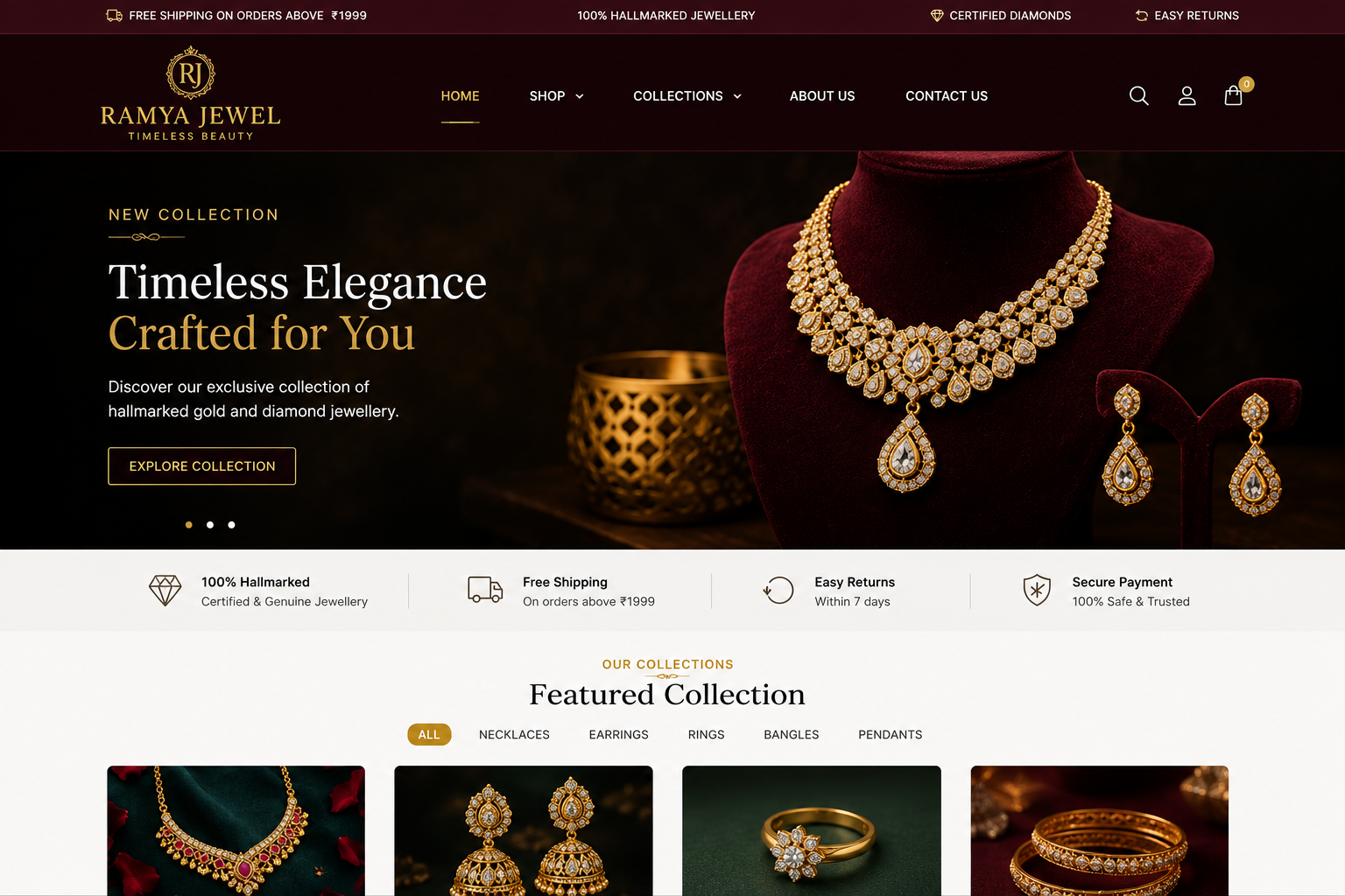 Luxury Jewellery Store website project