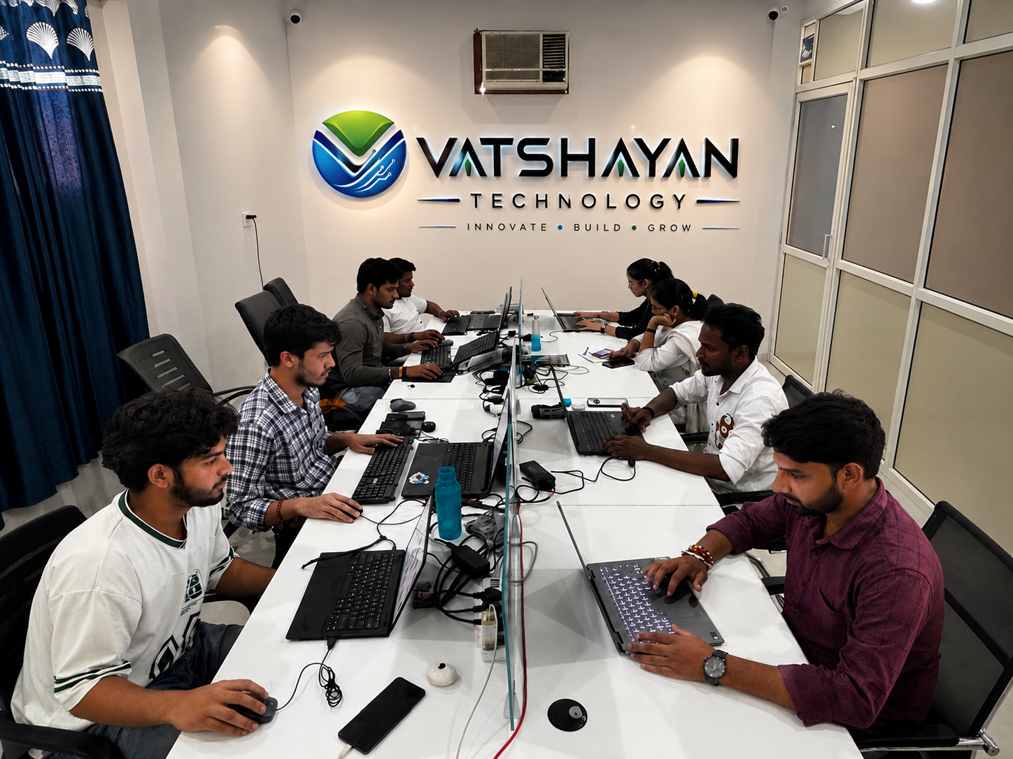 Vatshayan Technologies team working together in the office